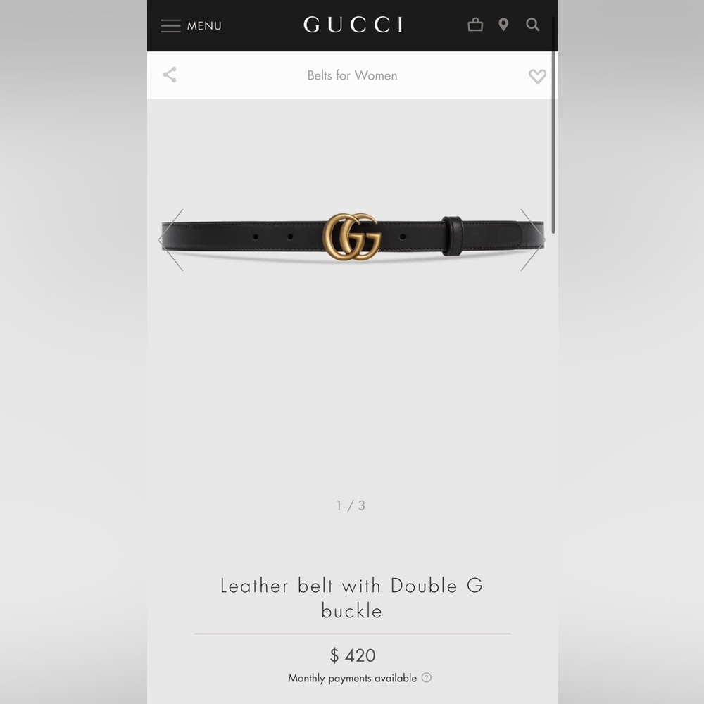 Gucci Thin Leather Belt Double G Buckle